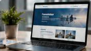 Ordinateur portable présentant un site vitrine sobre